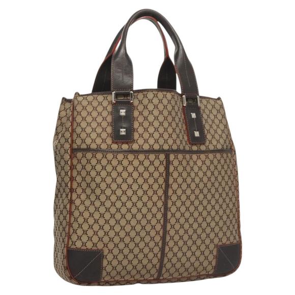 CELINE Macadam Canvas Tote Bag Brown Silver Auth hk2513 - Picture 1 of 16